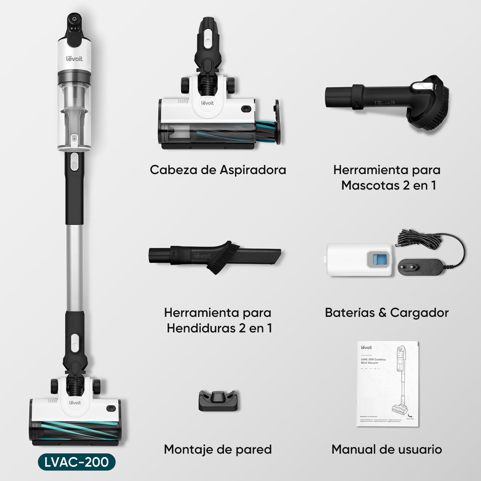 Levoit LVAC-200 — Aspiradora Sin Cable y Sin Bolsa para el Día a Día