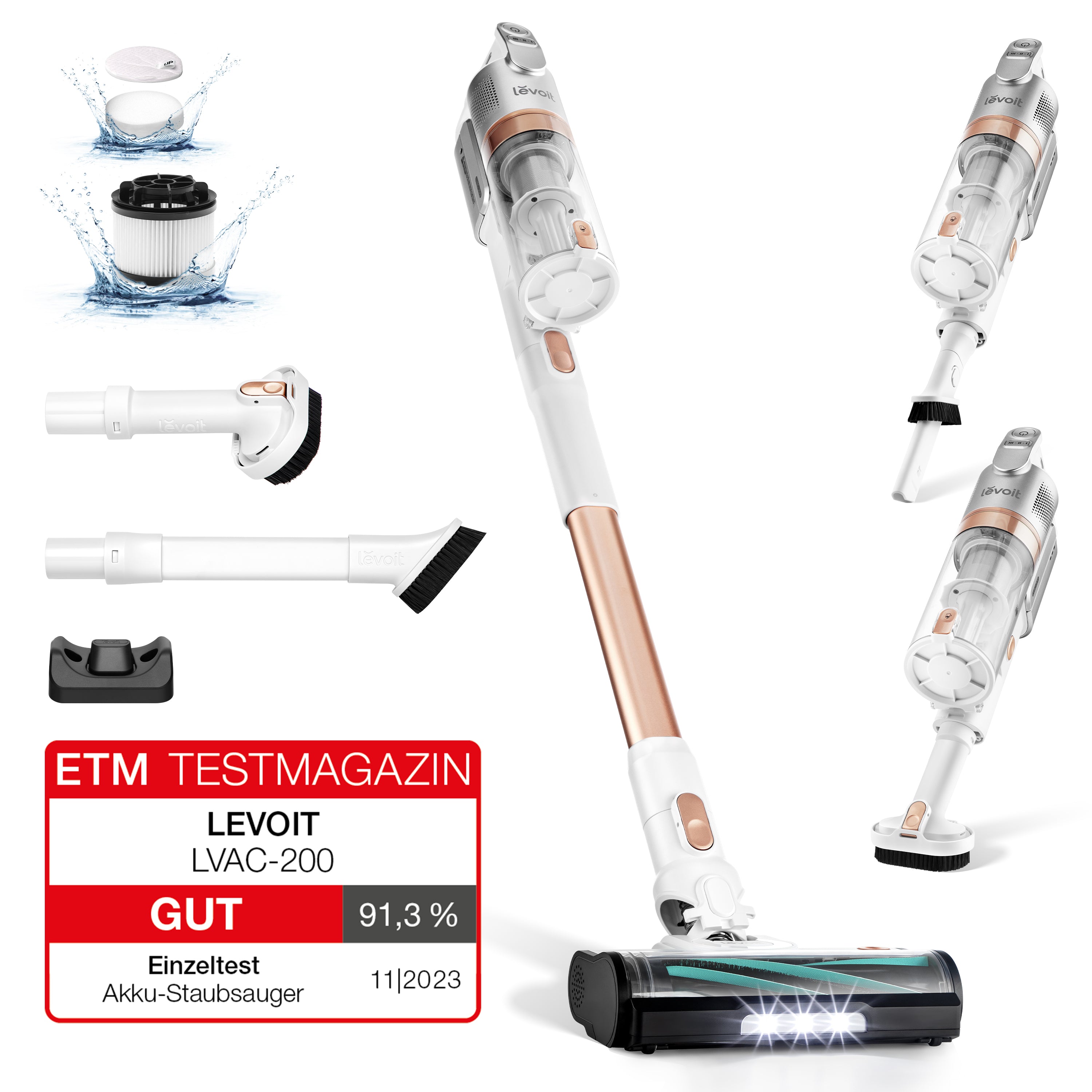 Levoit LVAC-200 — Aspiradora Sin Cable y Sin Bolsa en Dorado