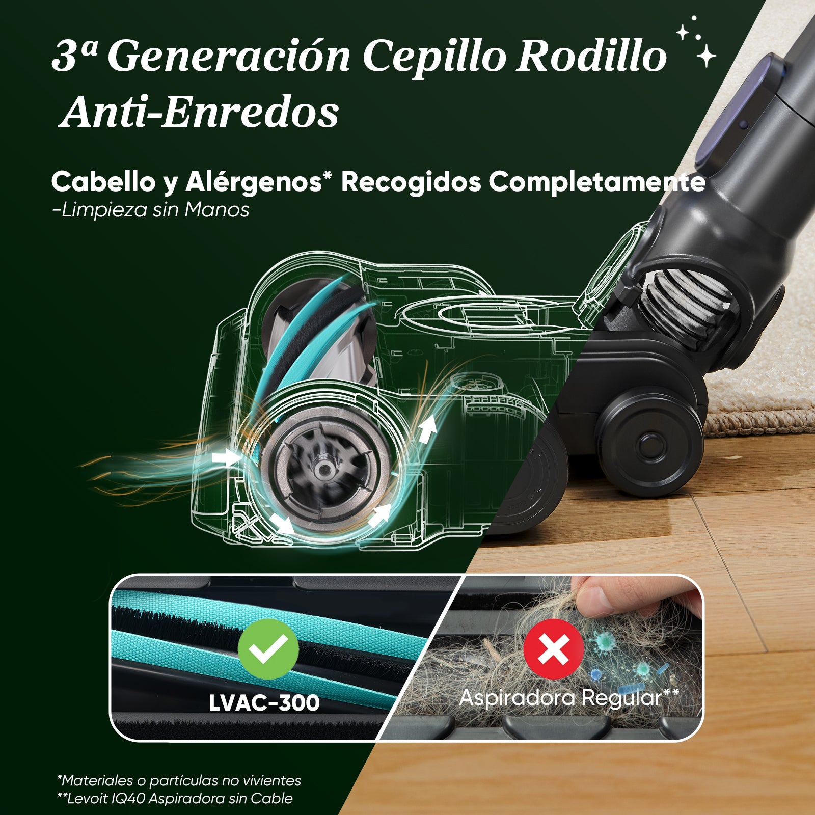 Levoit LVAC-300 — Aspirador Potente Sin Cable con Filtro HEPA para Hogares Grandes