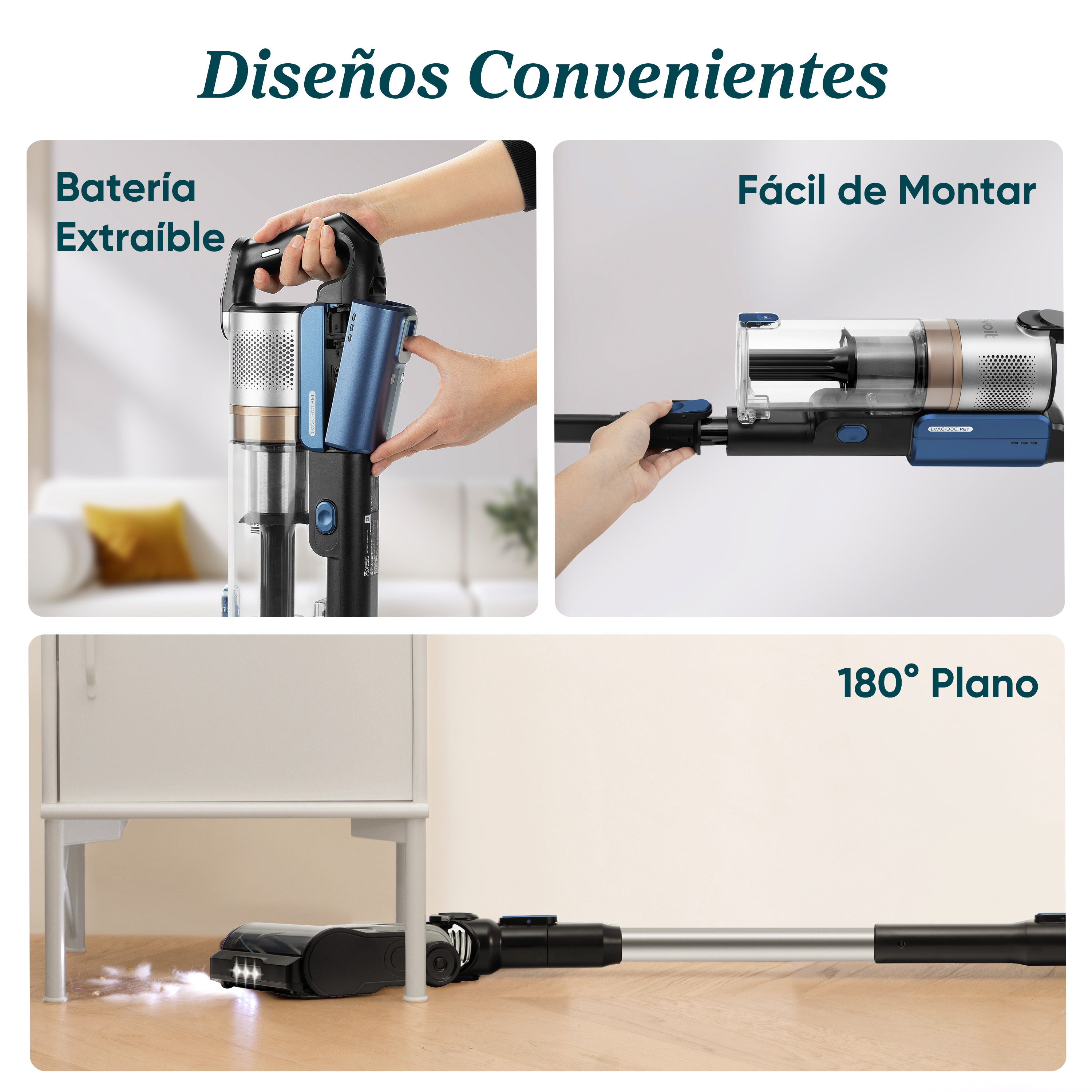 Levoit LVAC-300 — Aspirador Potente Sin Cable con Filtro HEPA para Hogares Grandes